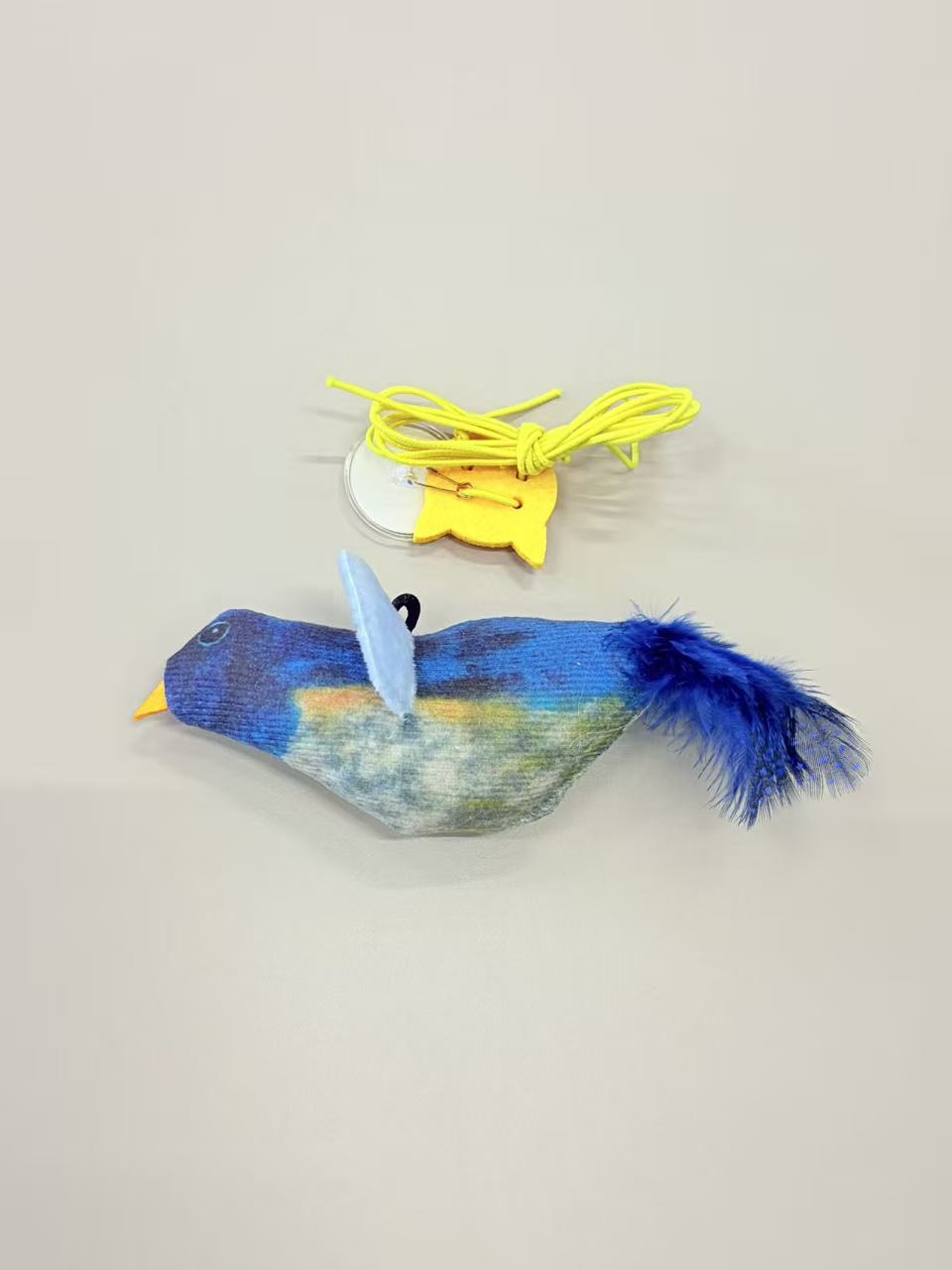 Mcelpaw Blue Bird Hanging Cat Toy Suction Cup String Polyester Feather 13cm 30g