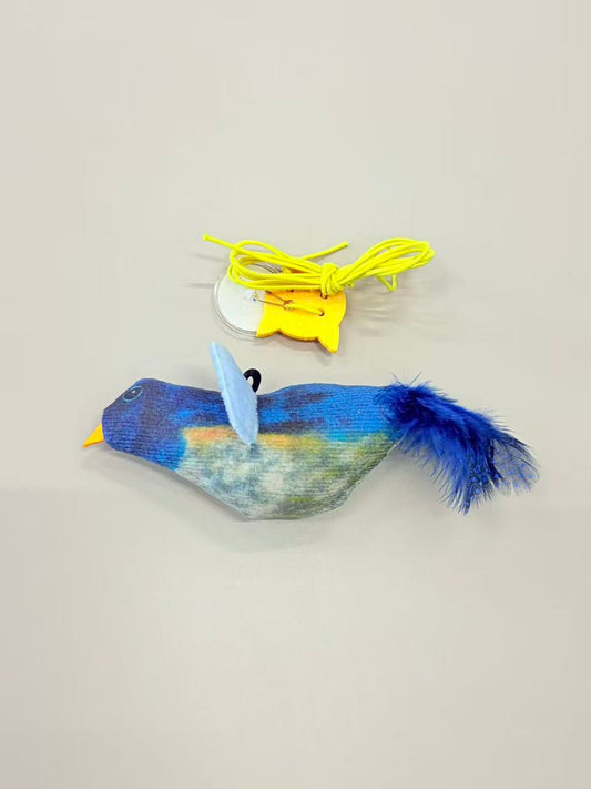 Mcelpaw Blue Bird Hanging Cat Toy Suction Cup String Polyester Feather 13cm 30g