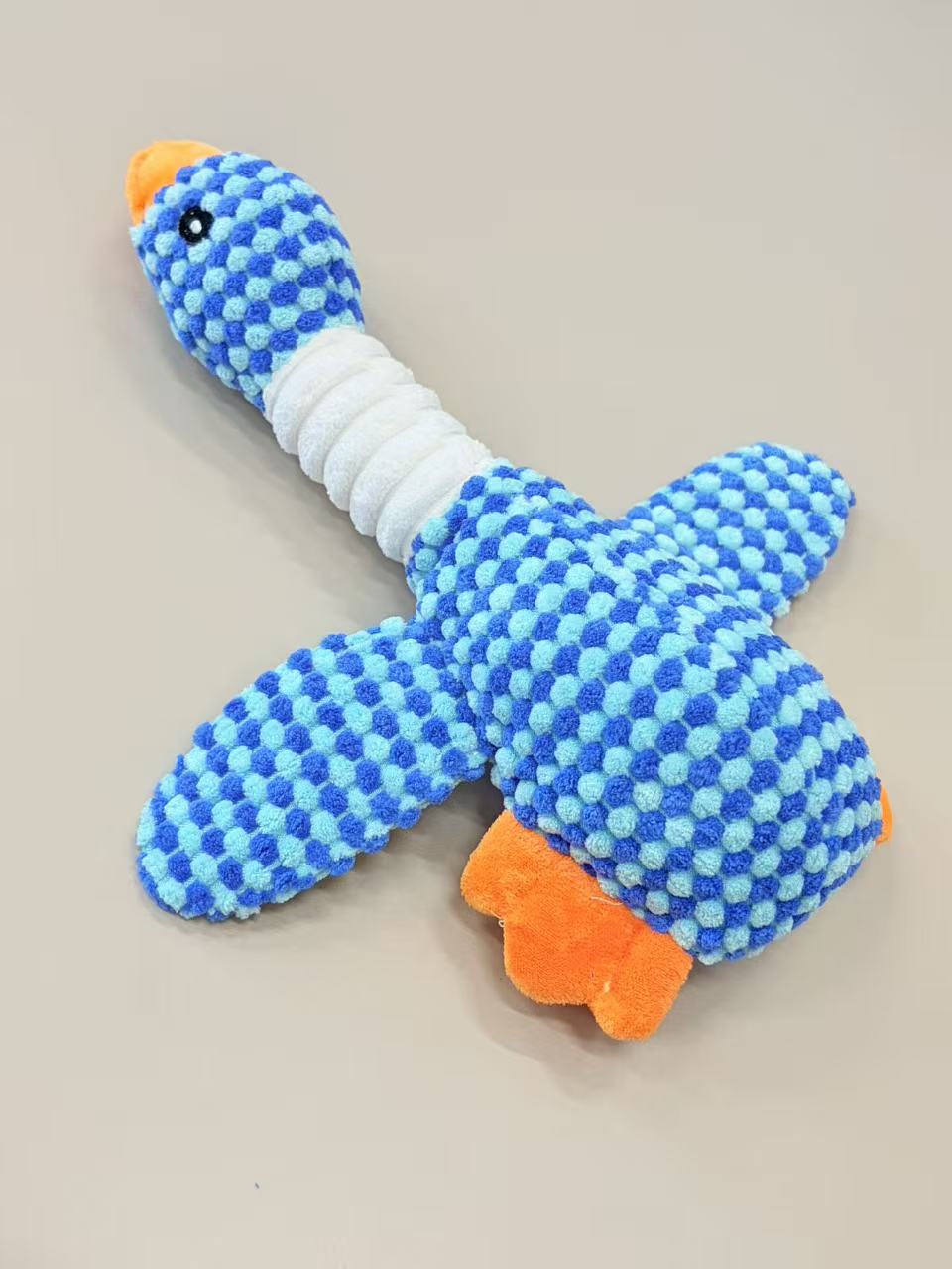 Mcelpaw Duck Plush Squeaky Dog Toy Blue Plaid Pineapple Fleece PP Cotton Filling 70g